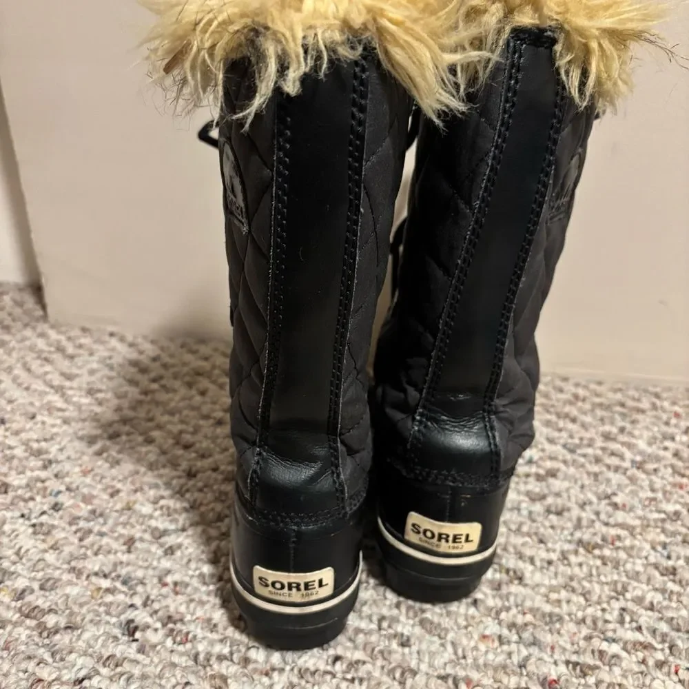 Sorel Tofino II Waterproof Quilted Snow Rain Tall in Black Snow - Size 6